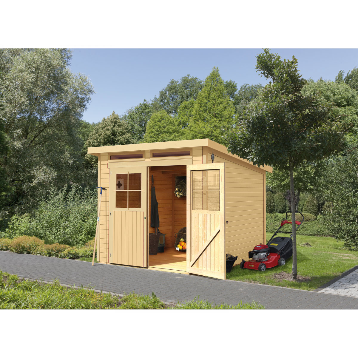 Karibu Gerätehaus Glücksburg 4 19 mm 242 x 217 x 220 cm naturbelassen