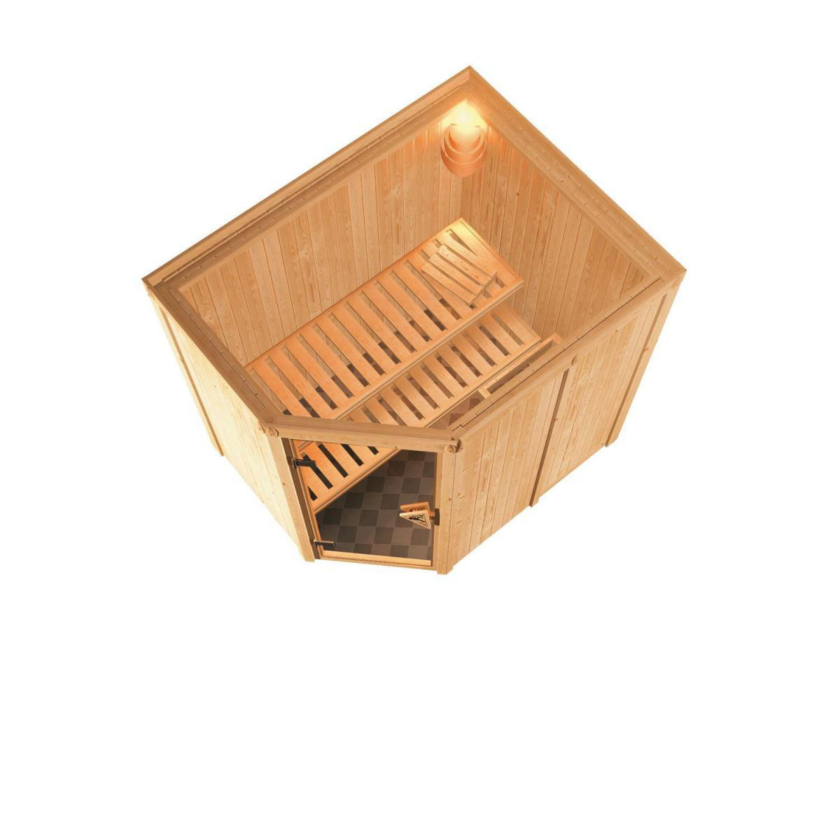 Karibu Systemsauna Saja 68 mm 3,6 kW Ofen integr Strg ohne Dachkranz Bild 3