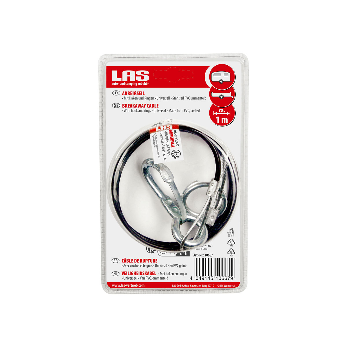 LAS 10667 Abreißseil universell mit Haken und Ringen Bild 2