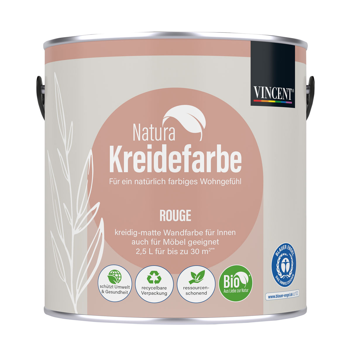 Vincent  Natura Kreidefarbe Rouge matt 2,5 L