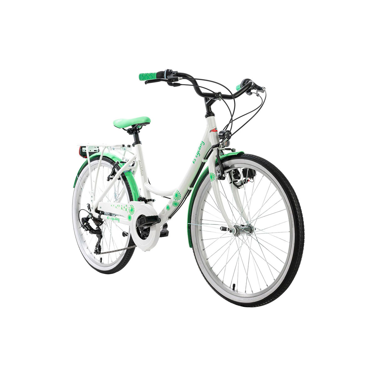 Jugendrad 24" Cityrad Mädchenrad Dandelion weiß-grün 21 Gänge 161K 