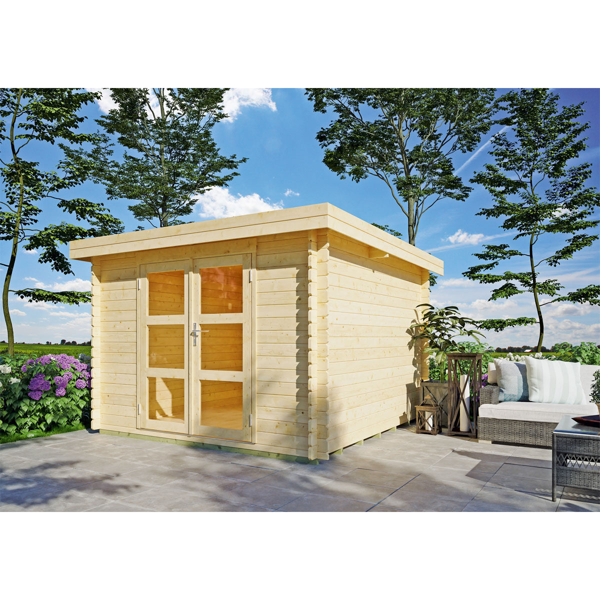 Blockbohlenhaus Dortmund 2 natur 280 x 280 cm