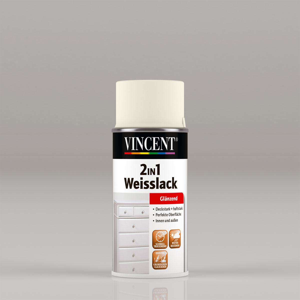 Vincent 2in1 Weißlack RAL 9001 Cremeweiß glänzend 150 ml Vincent 2in1 Weißlack RAL 9001 Cremeweiß glänzend 150 ml