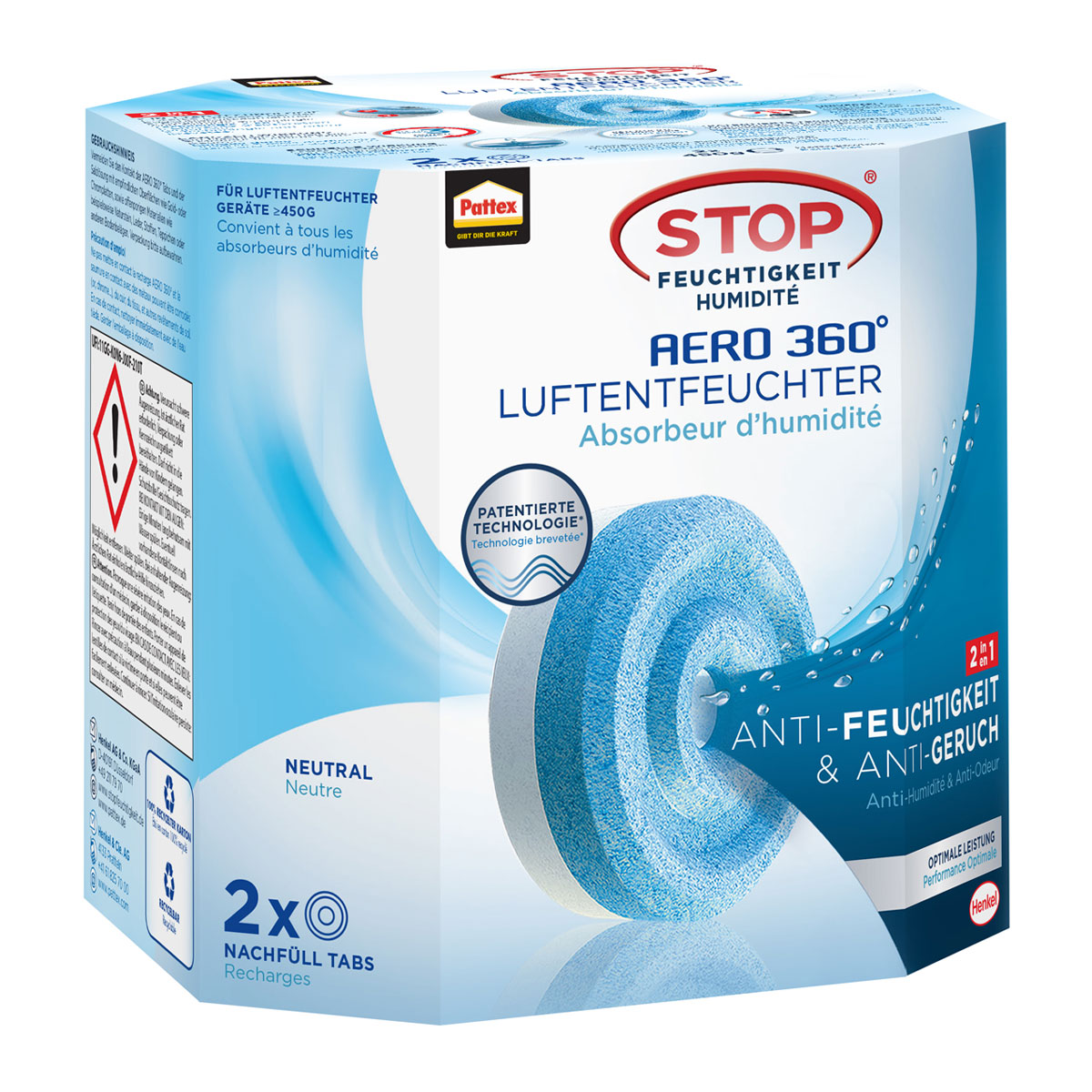 Pattex Luftentfeuchter Tabs AERO 360 Neutral Tabs 2 x 450 g