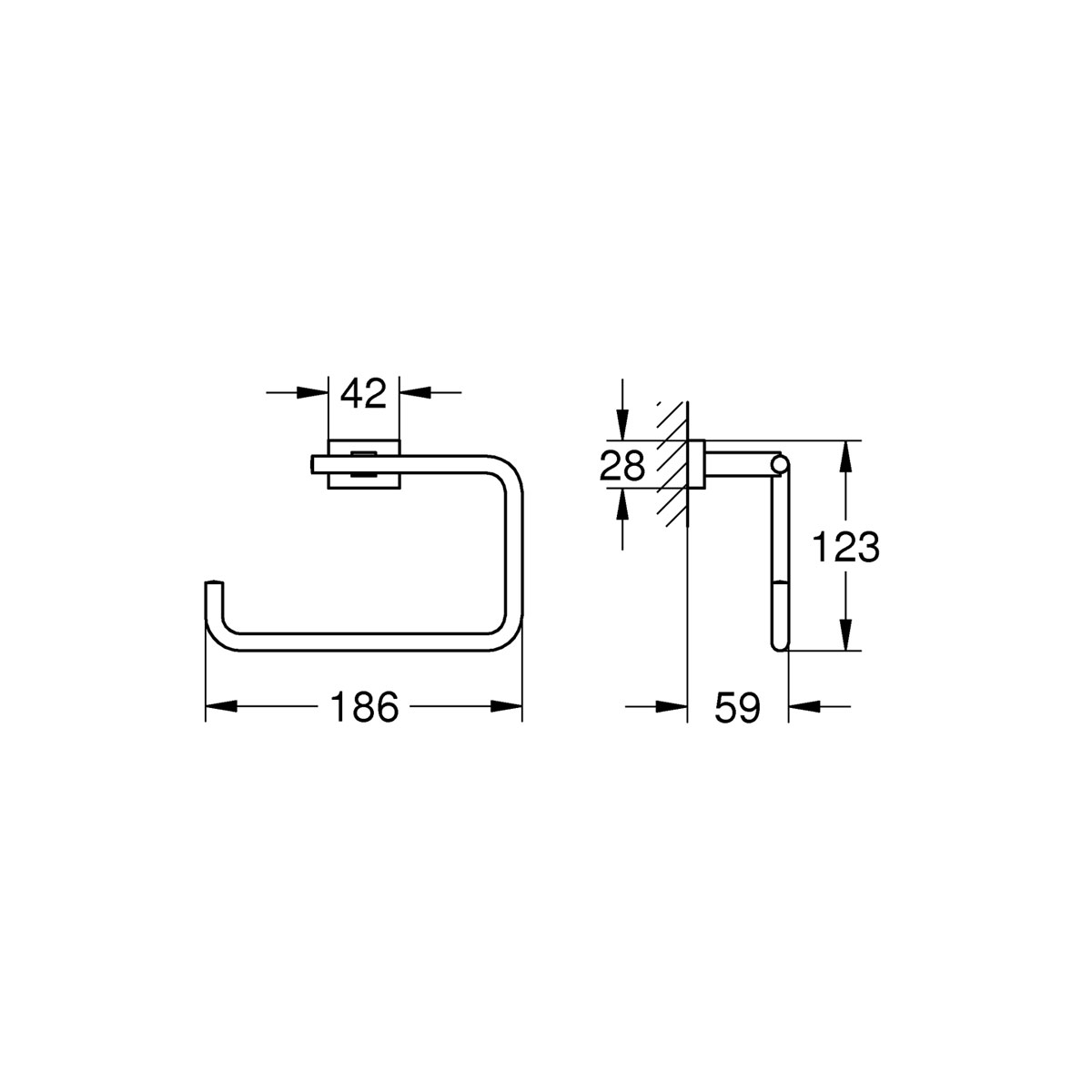 Grohe Handtuchring Essentials Cube silber 18,6 x 12,3 x 5,9 cm Bild 3