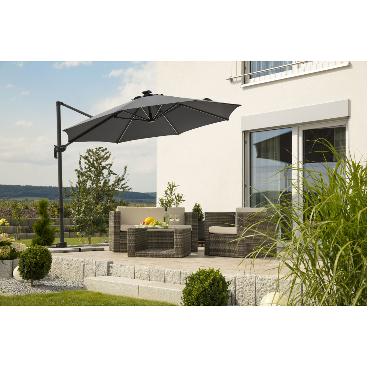 Schneider Schirme Sonnenschirm Rhodos Blacklight 300 cm anthrazit Bild 2