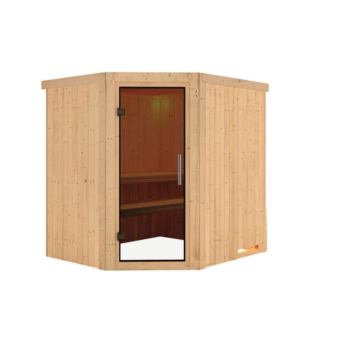 Karibu Sauna Lilja Eckeinstieg ohne Ofen kein Kranz Energiespartür