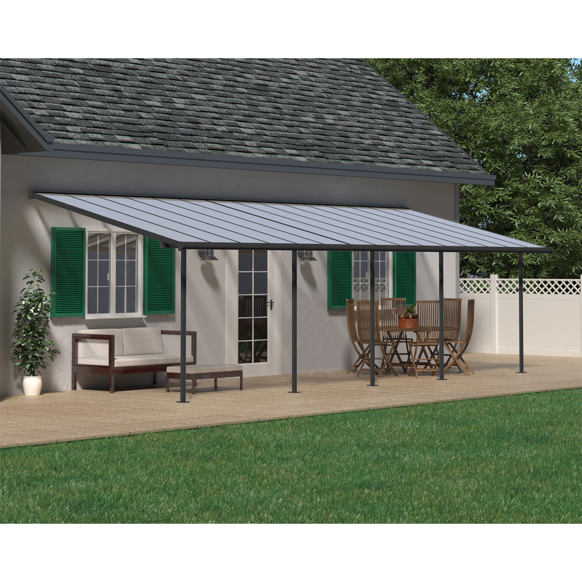 Palram Canopia Sierra Alu Terrassenüberdachung Polycarbonat 3x9 m grau