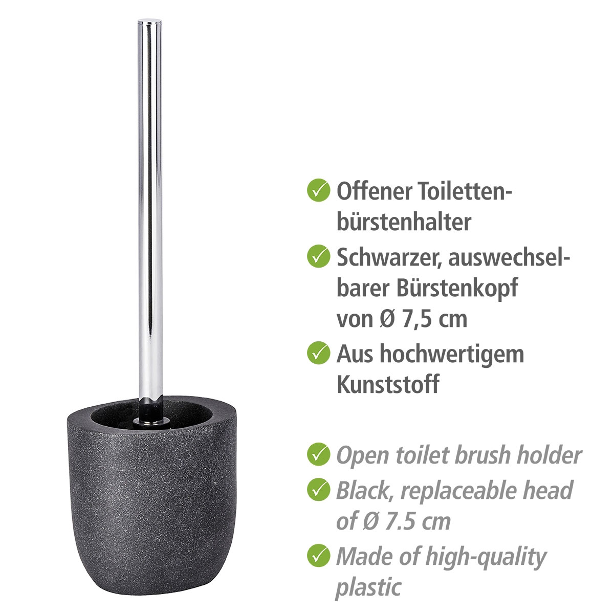 Wenko WC-Garnitur Puro Anthrazit | 514570 | Toilettenbürstenhalter