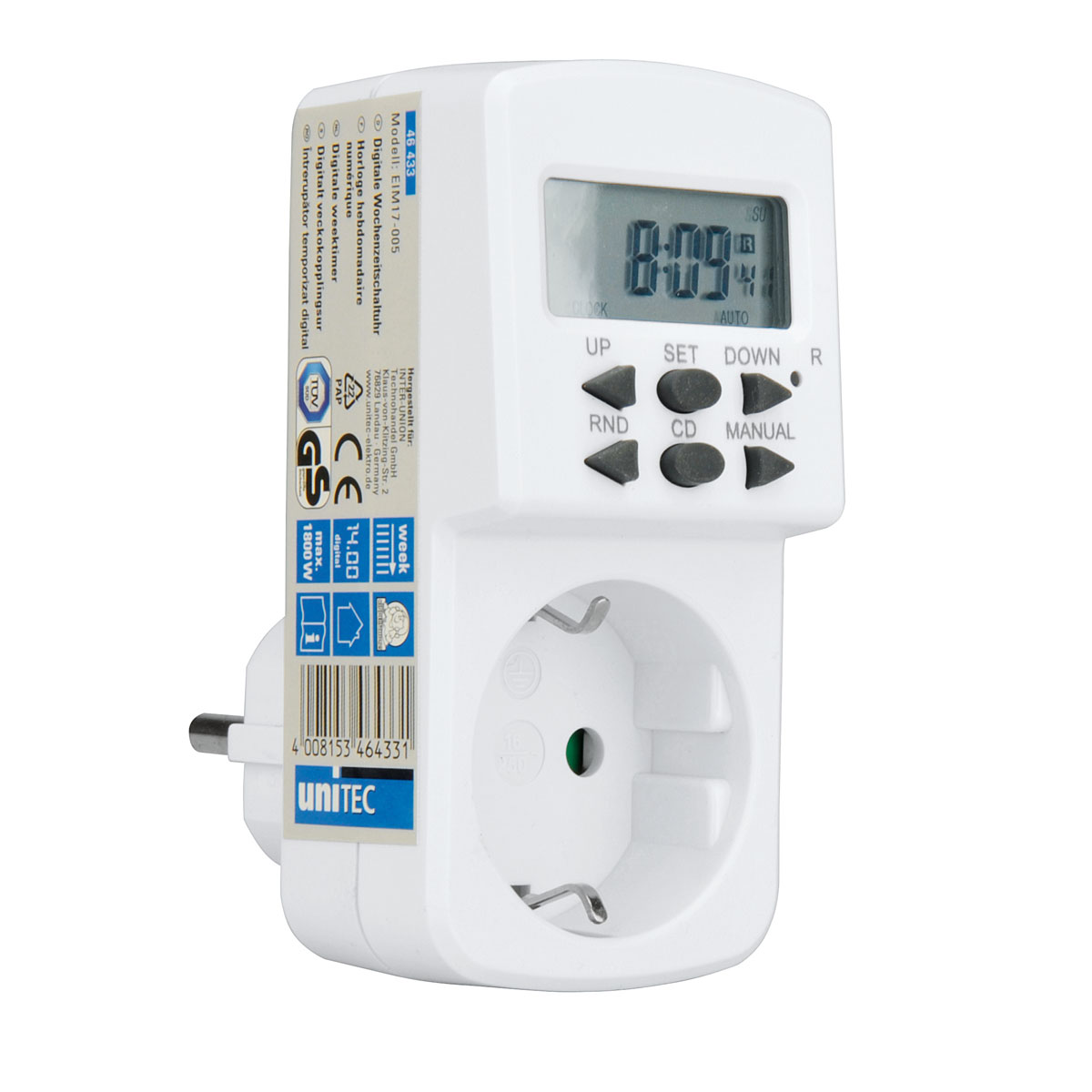 Unitec Wochenzeitschaltuhr innen digital weiß