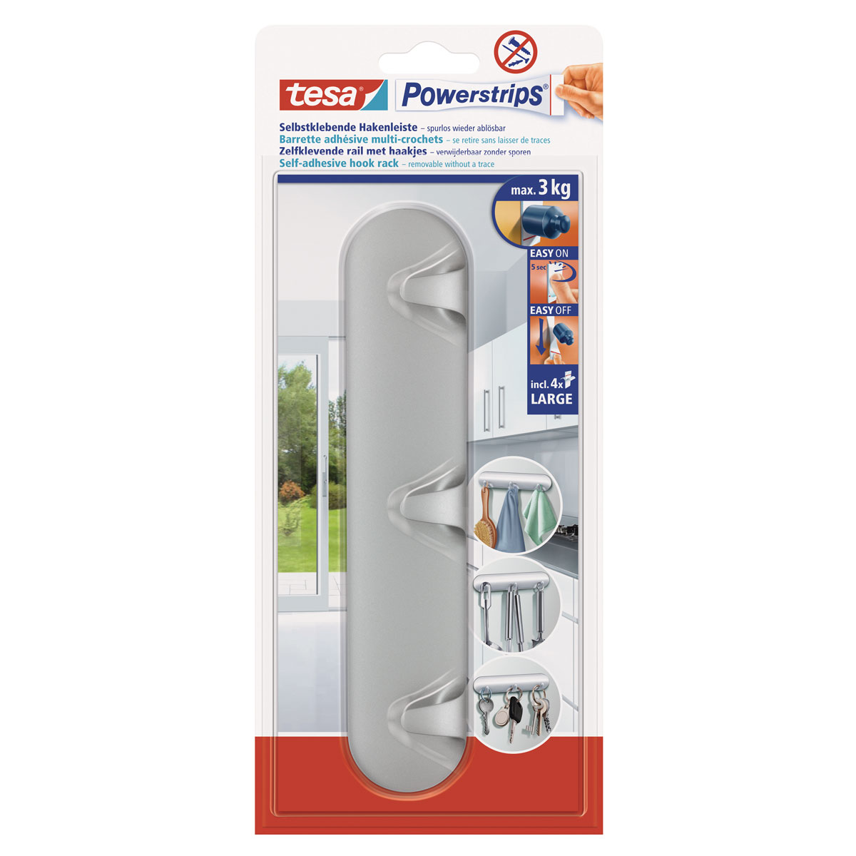 Tesa Powerstrips Hakenleiste chrom 1 Stück