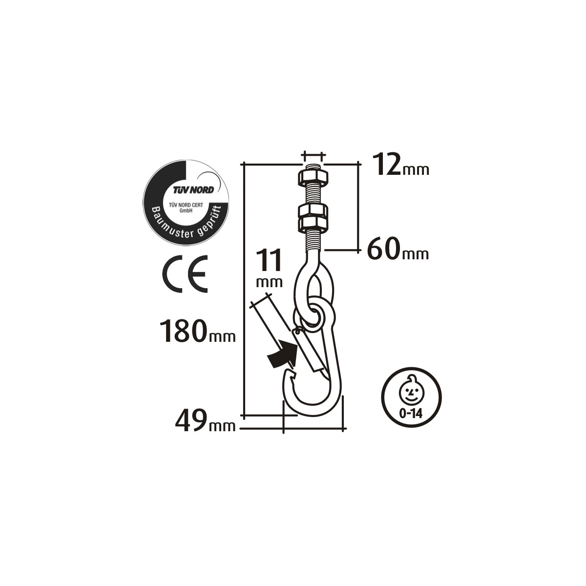 Sicherheits-Schhaukelhaken Eisengewinde Bild 2