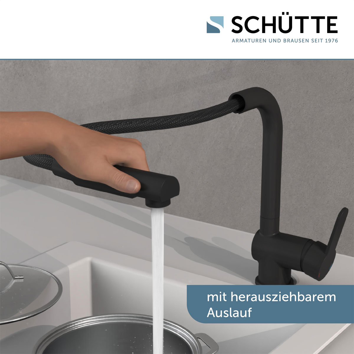 Schütte  Spültischarmatur „London“ schwarz mit Geschirrbrause Bild 4