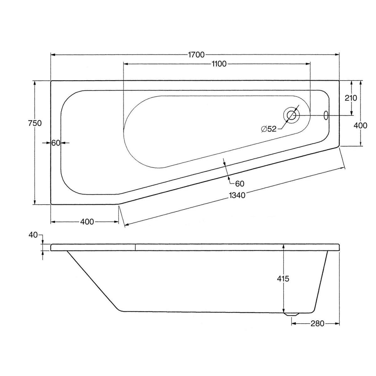 Ottofond Badewanne Koala Vario B 1700 x 750 mm weiß Bild 3