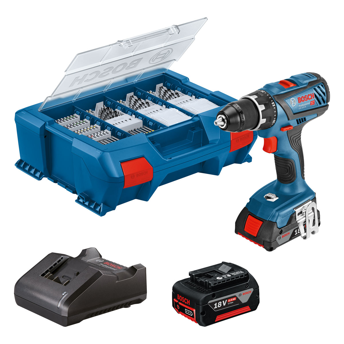 Bosch Professional Akku-Bohrschrauber-Set GSR 18V-28 Professional 82-teiliges Zubehörset
