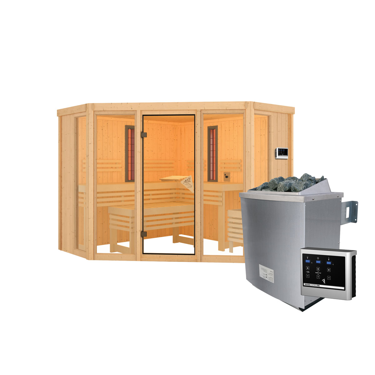 Karibu Infrarotkabine Asta naturbelassen externe Steuerung Bild 4