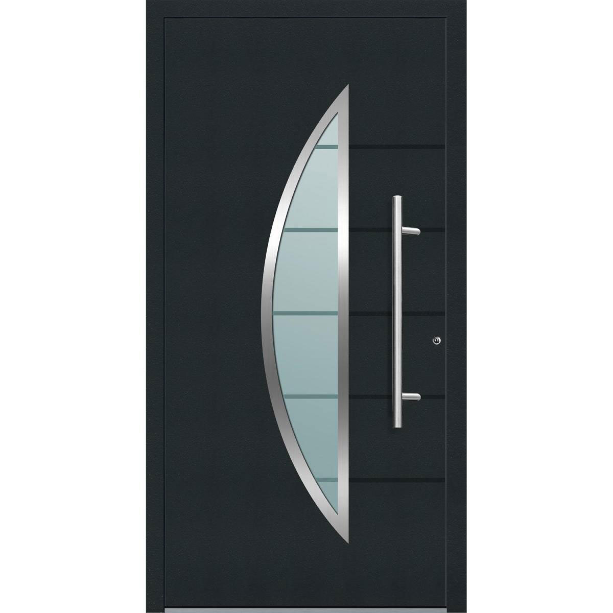Aluminium Sicherheits-Haustür Sassari Exklusiv 75 mm anthrazit 110 x 210 cm Anschlag rechts inkl Griffset