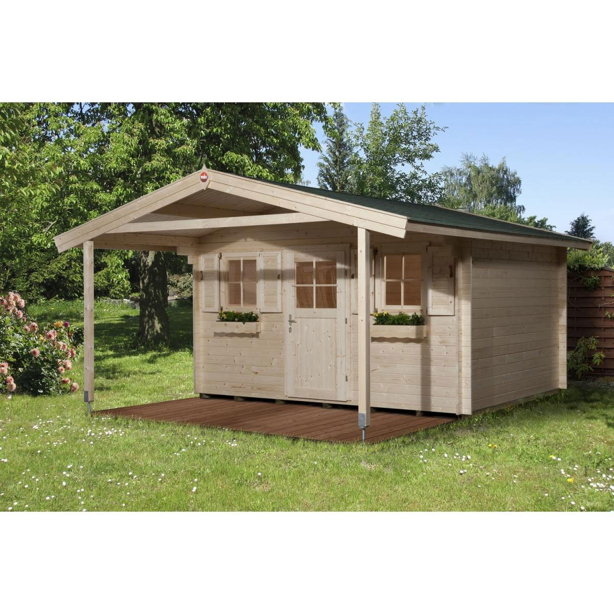 Weka Gartenhaus 135 A Größe 1/2 mit Vordach 380 x 580 x 262 cm