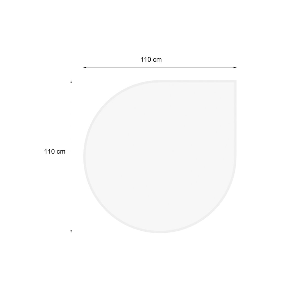 Valo Kamin Glasbodenplatte, Tropfenform, Stärke 8mm, 110x110cm Bild 2