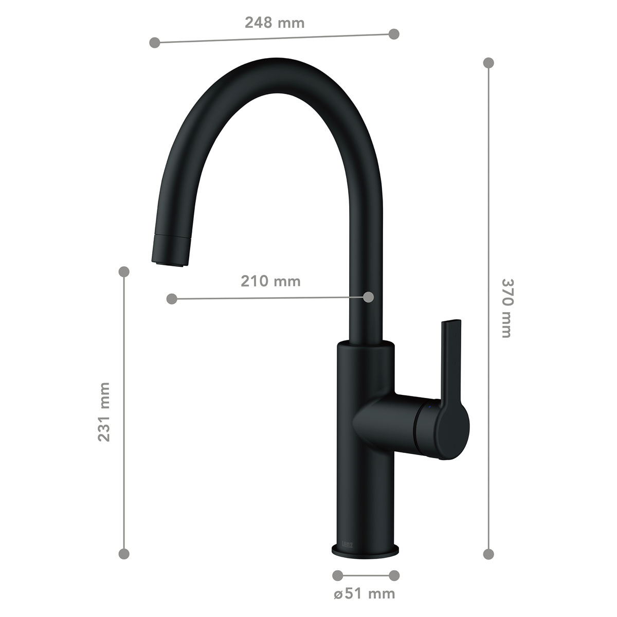 LENZ Spültischarmatur Anela Easy-Clean-Mischdüsesystem Schwarz Matt Bild 3