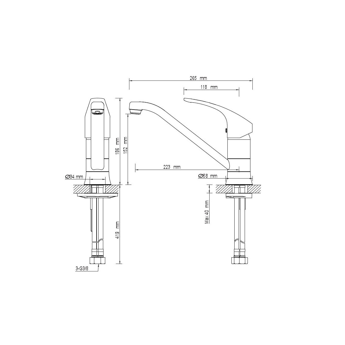 Lenz  Küchenarmatur KELA Niederdruck chrom Bild 2