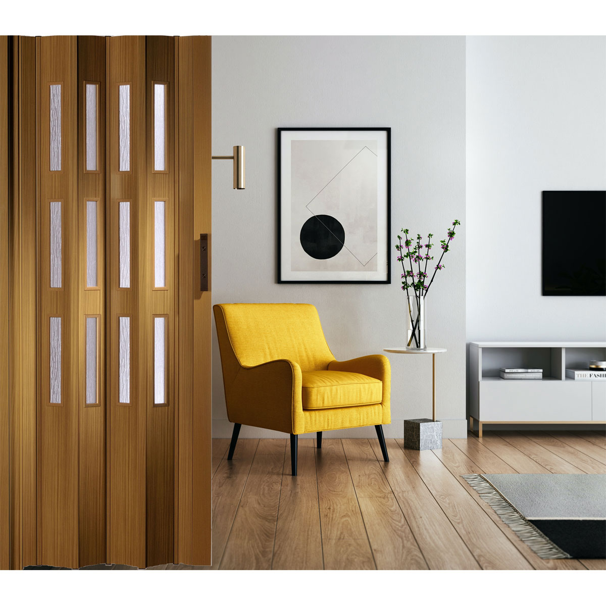 FORTE Kunststoff-Falttür Luciana B 88,5 x H 202 cm Buche 3 Fenster Bild 5