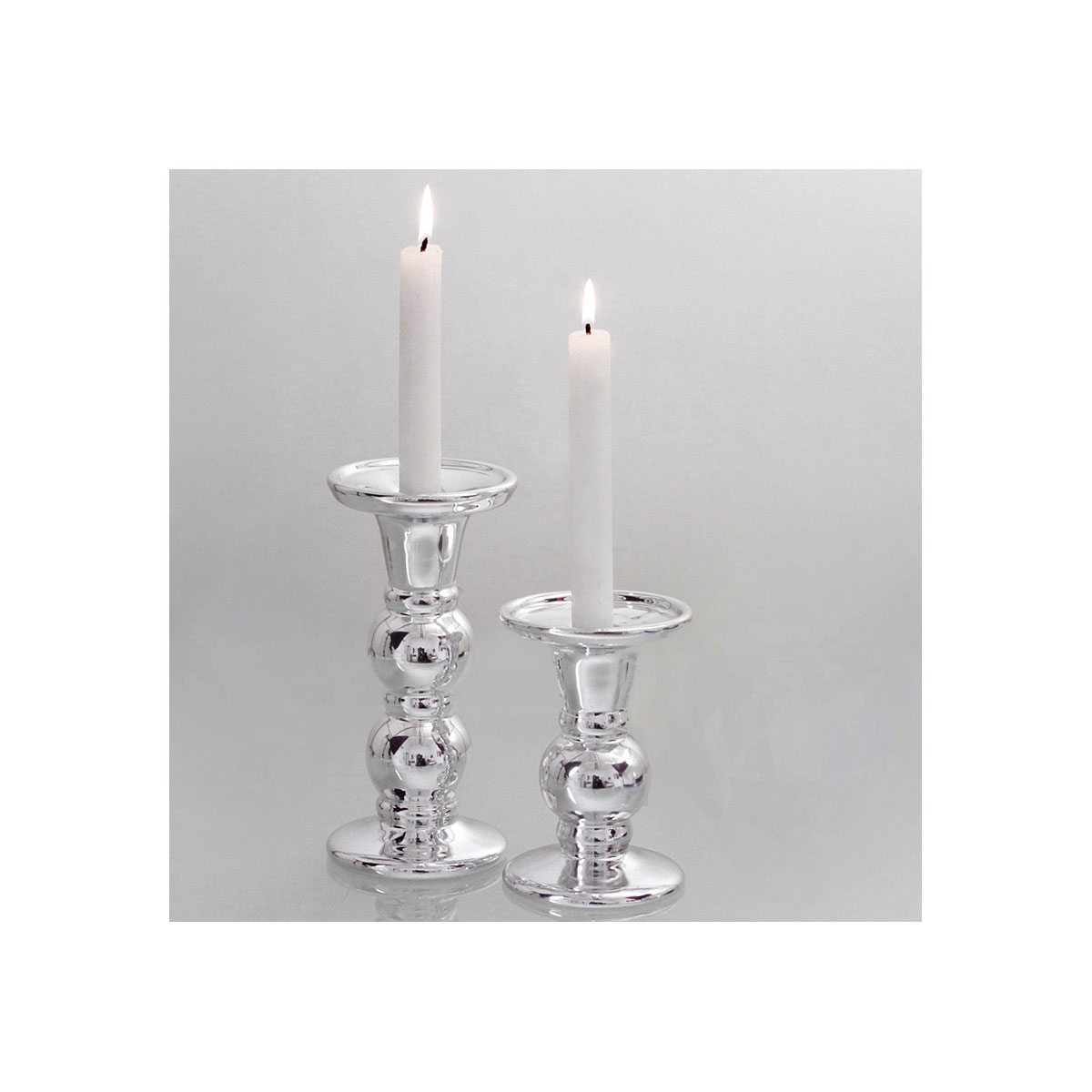 Kerzenhalter Keramik silber Spiegelglanz 9 x 13 cm Bild 2