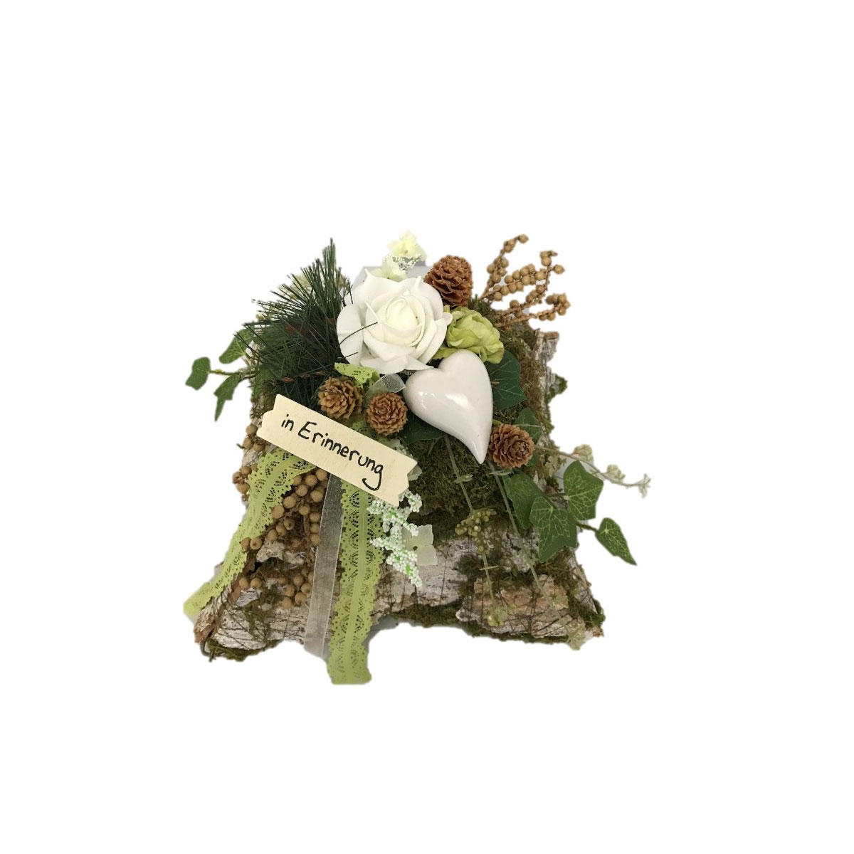 Plantiflor  Allerheiligengesteck Rindenkissen weiß
