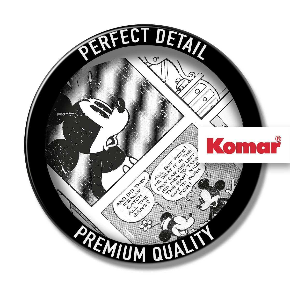 Komar Selbstklebende Vlies Fototapete rund Mickey Head Comic Cartoon Durchmesser 125 cm