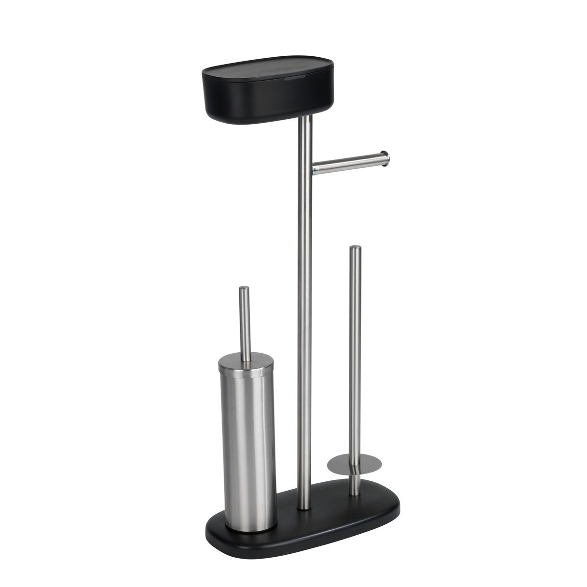 Wenko Stand WC-Garnitur mit Box Rivazza Schwarz integrierter Toilettenpapierhalter Ersatzrollenhalter und WC-Bürstenhalter mit Ablagebox