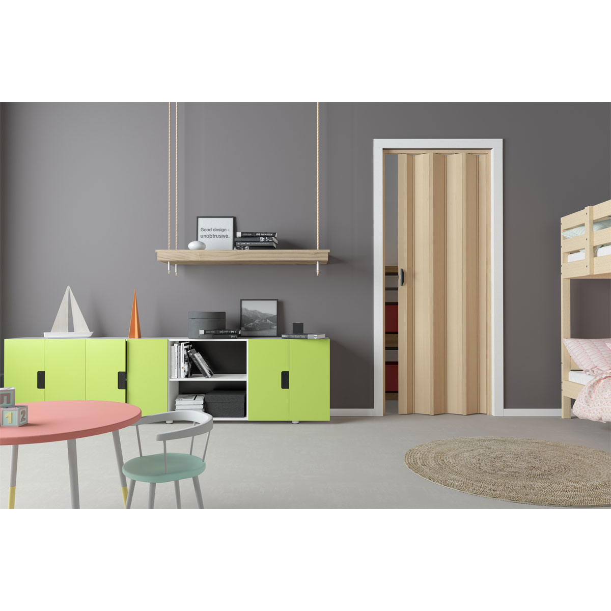 FORTE Kunststoff-Falttür Luciana B 88,5 x H 202 cm Esche holz 3 D