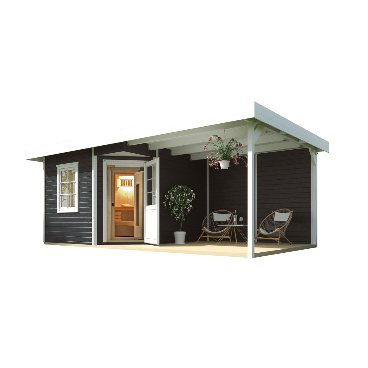 Weka  Saunahaus Salo Größe 1 Sparset 7,5 kW OS anthrazit