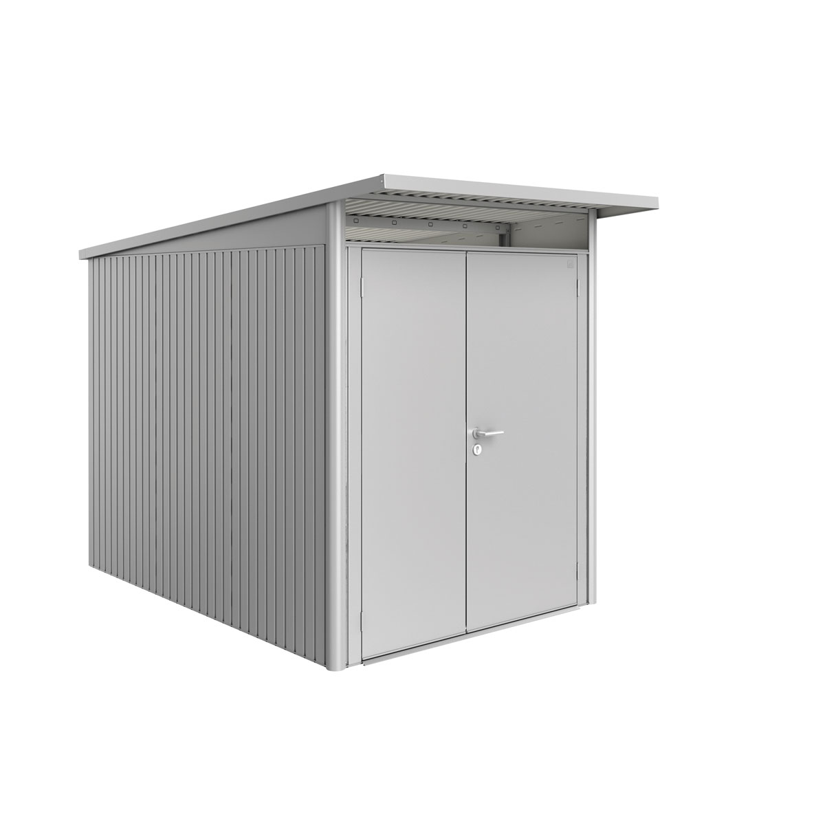 Biohort Gerätehaus AvantGarde A3 silber- metallic mit Doppeltür schmal