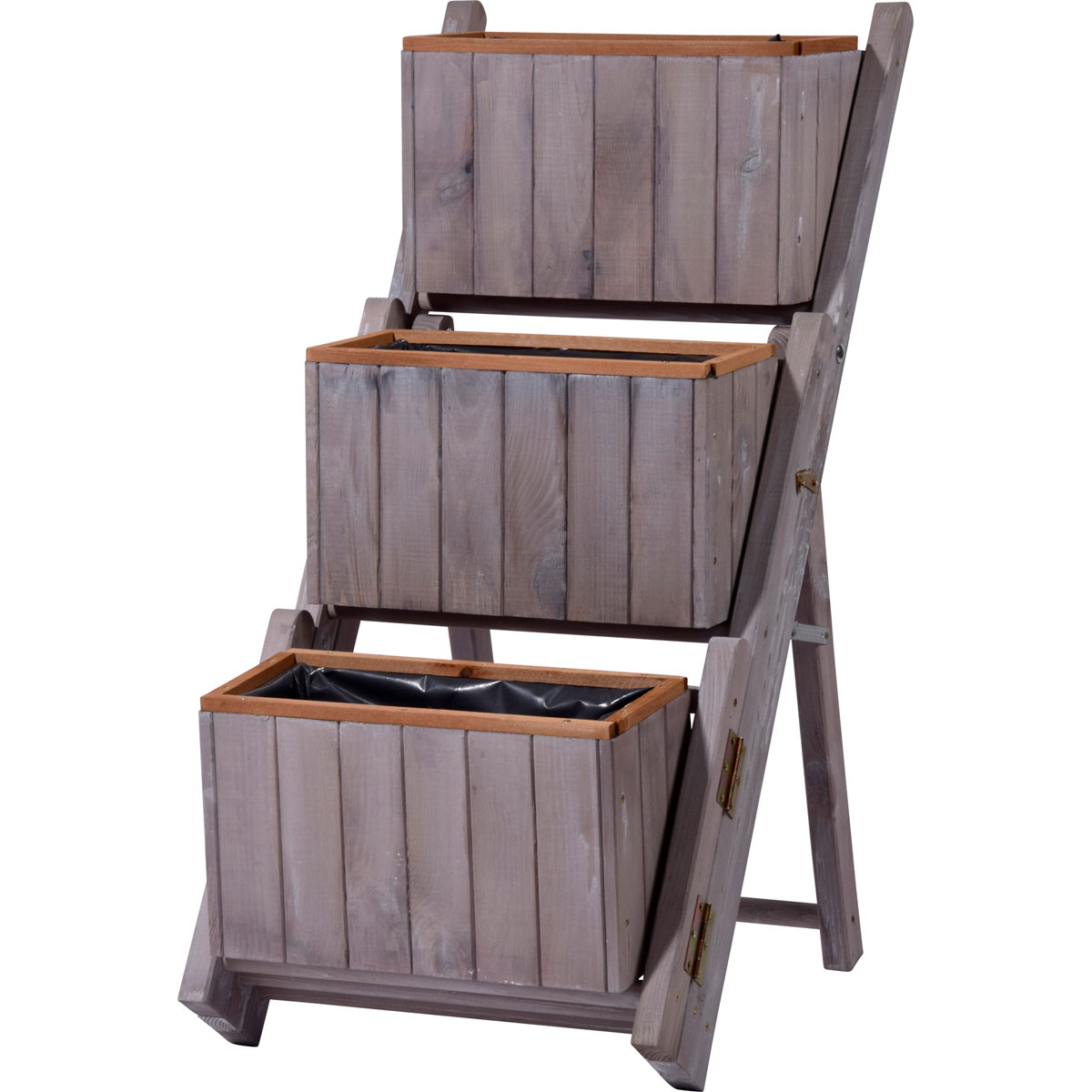 dobar Pflanztreppe ausklappbar 41 x 85 x 55 cm grau Kiefer grau Bild 5