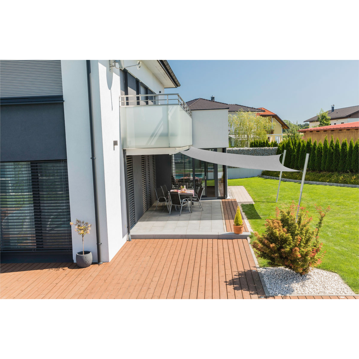 Viereck-Segel Capri 5 x 5 m grau Bild 3