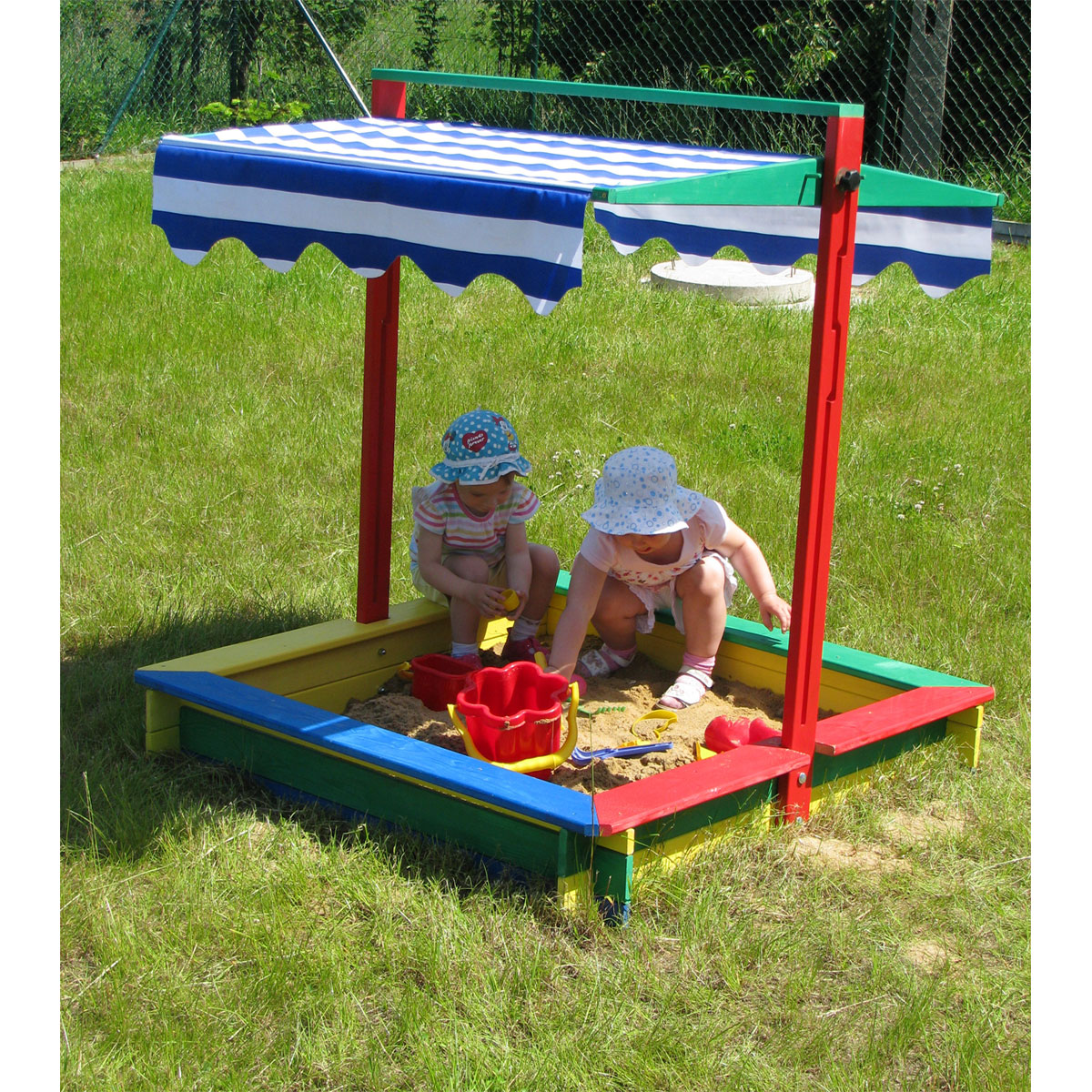 dobar Sandkasten mit Deckel 120 x 120 x 120 cm mehrfarbig Bild 5