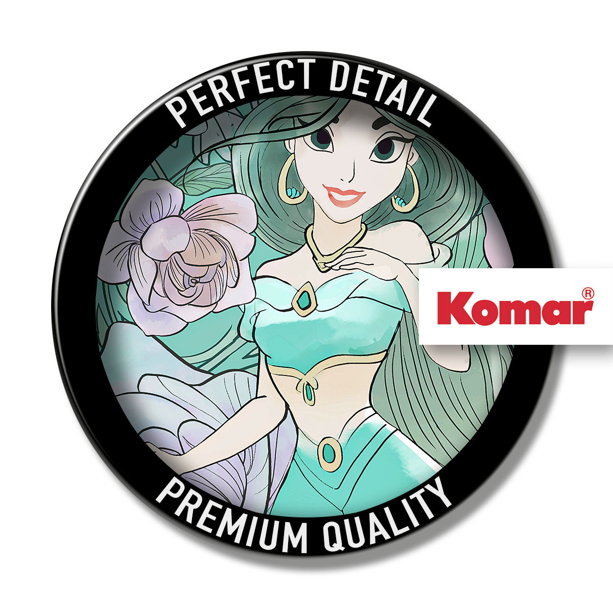 Komar Selbstklebende Vlies Fototapete rund Jasmin Elegant Mint Durchmesser 125 cm