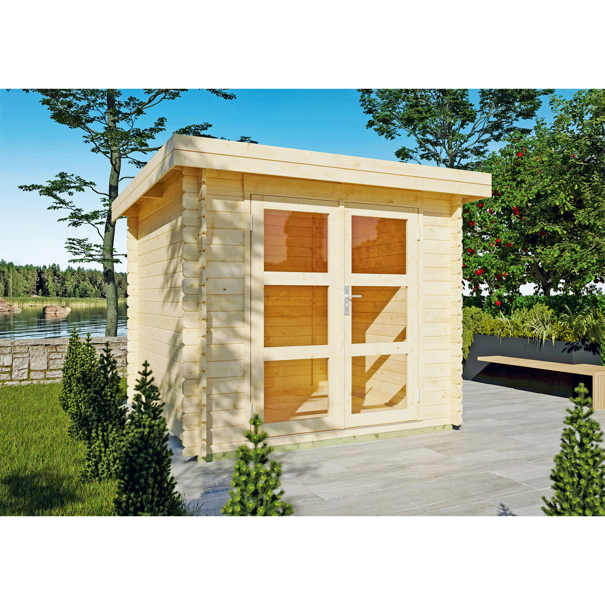 Blockbohlenhaus Dortmund 1 natur 220 x 220 cm Blockbohlenhaus Dortmund 1 natur 220 x 220 cm