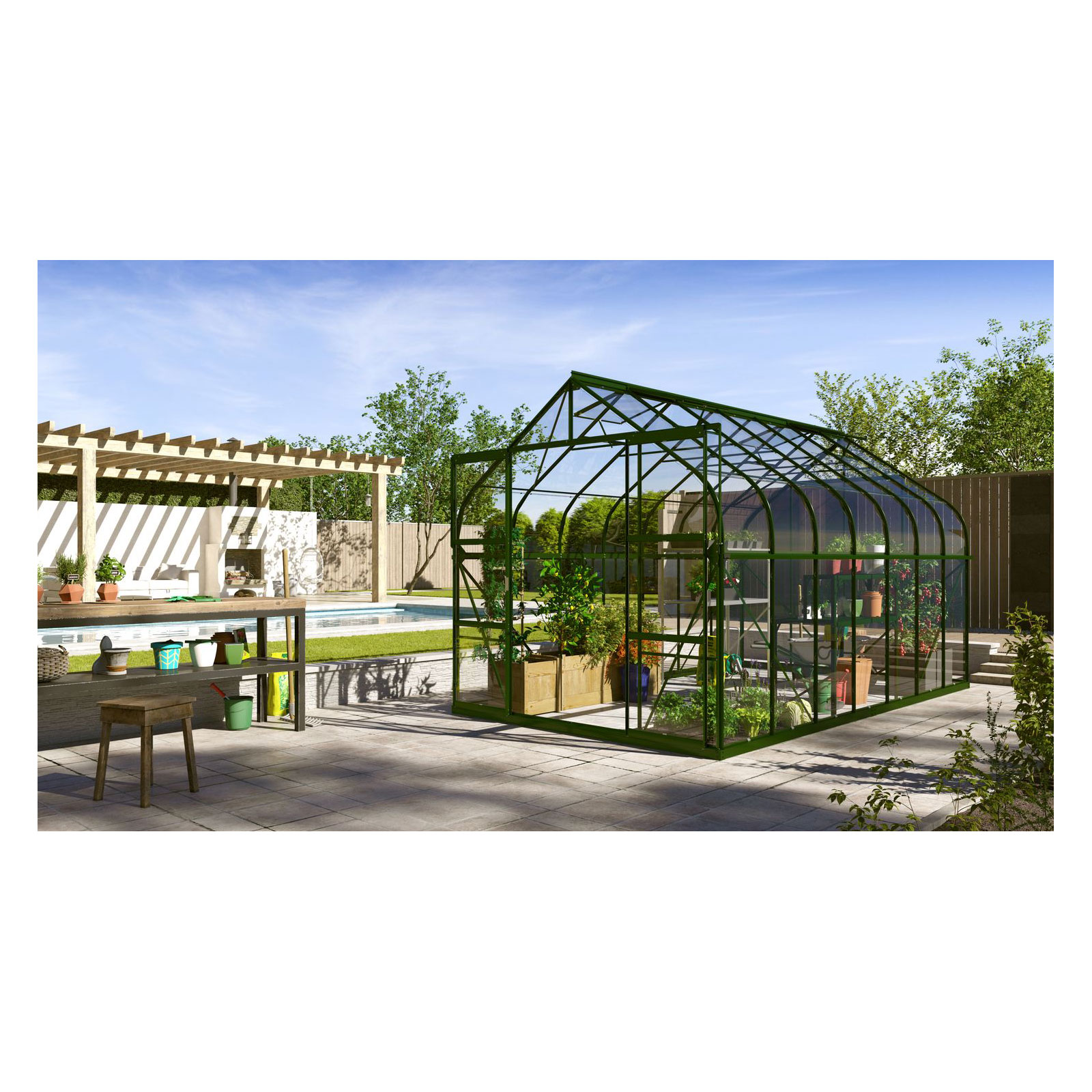 Vitavia Gewächshaus Dione 11500 11,5m² 3 mm Einscheibensicherheitsglas grün Bild 2