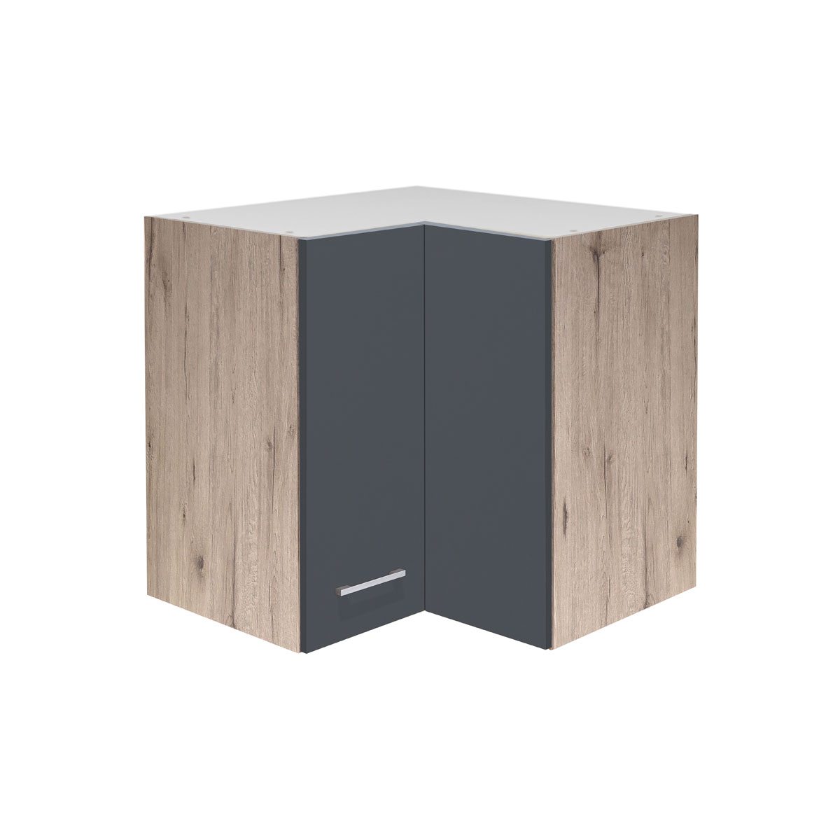 Flex-Well Küchen-Eckoberschrank „Tiago“, 60/60x54,8x32 cm, basaltgrau/San Remo Eiche