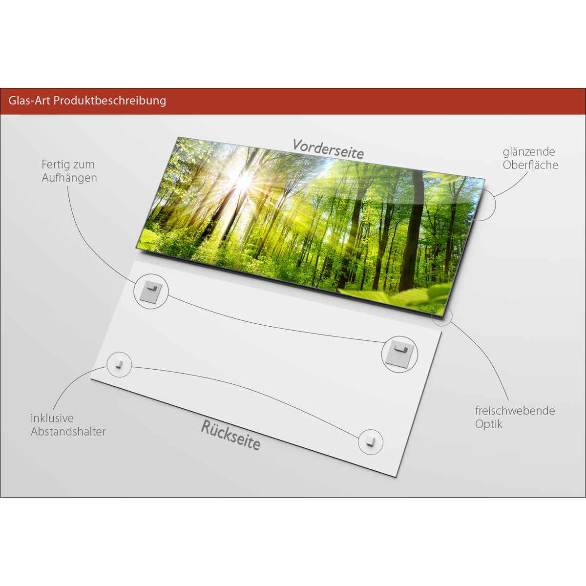 Glas-Art Towards The Sun 50 x 125 cm Glasbild Bild 3