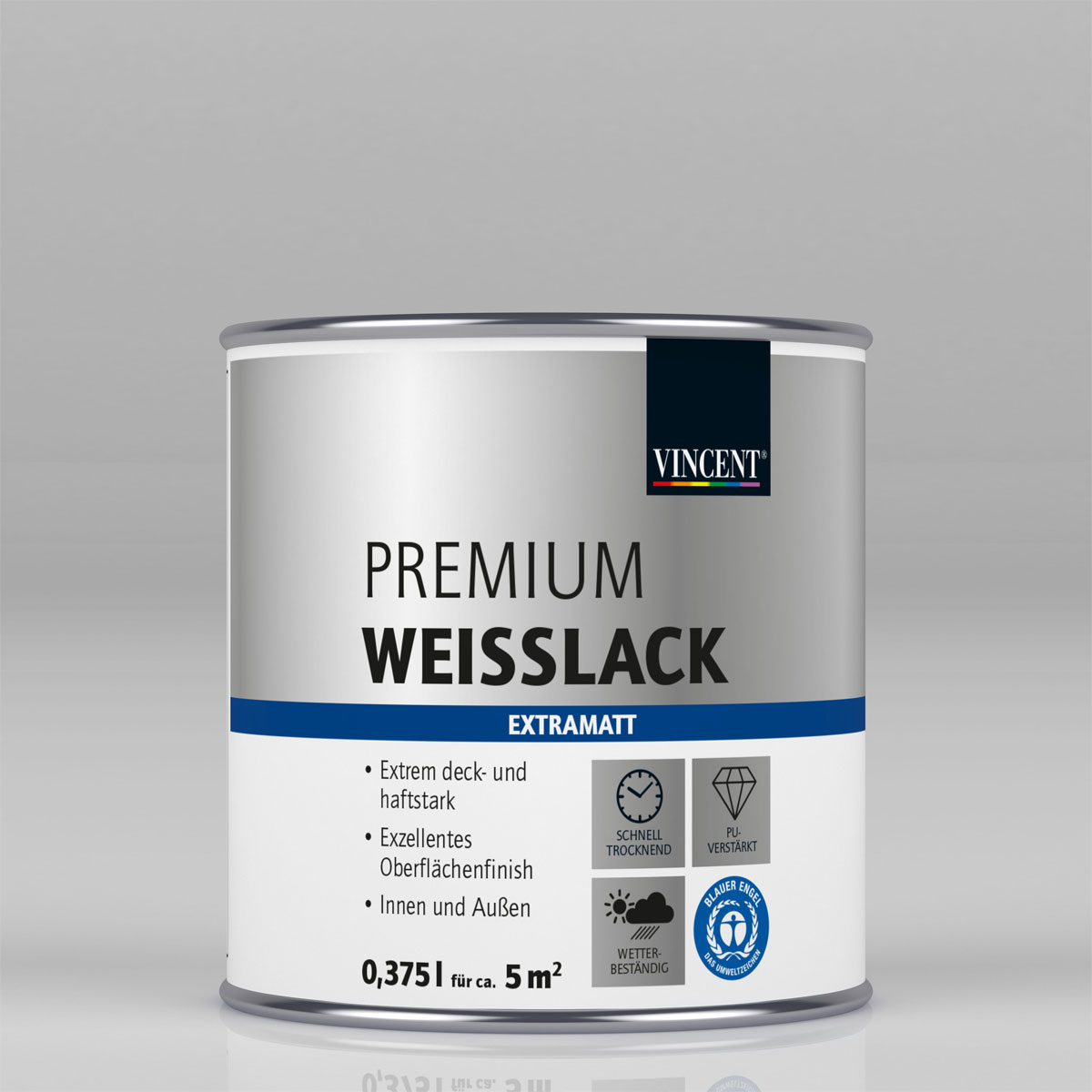 Vincent Premium Weißlack Brilliantweiß extramatt 375 ml