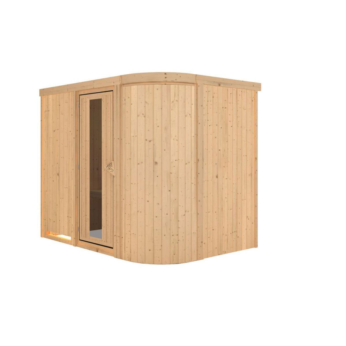 Karibu Sauna Titania 4 Fronteinstieg ohne Ofen kein Kranz Energiespartür