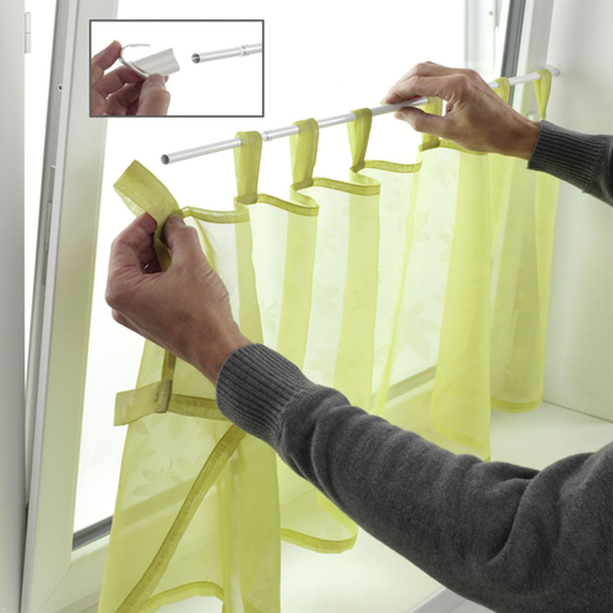 Gardinia Klemmvitrage 75-125 cm Durchmesser 10/12 mm weiß Bild 4