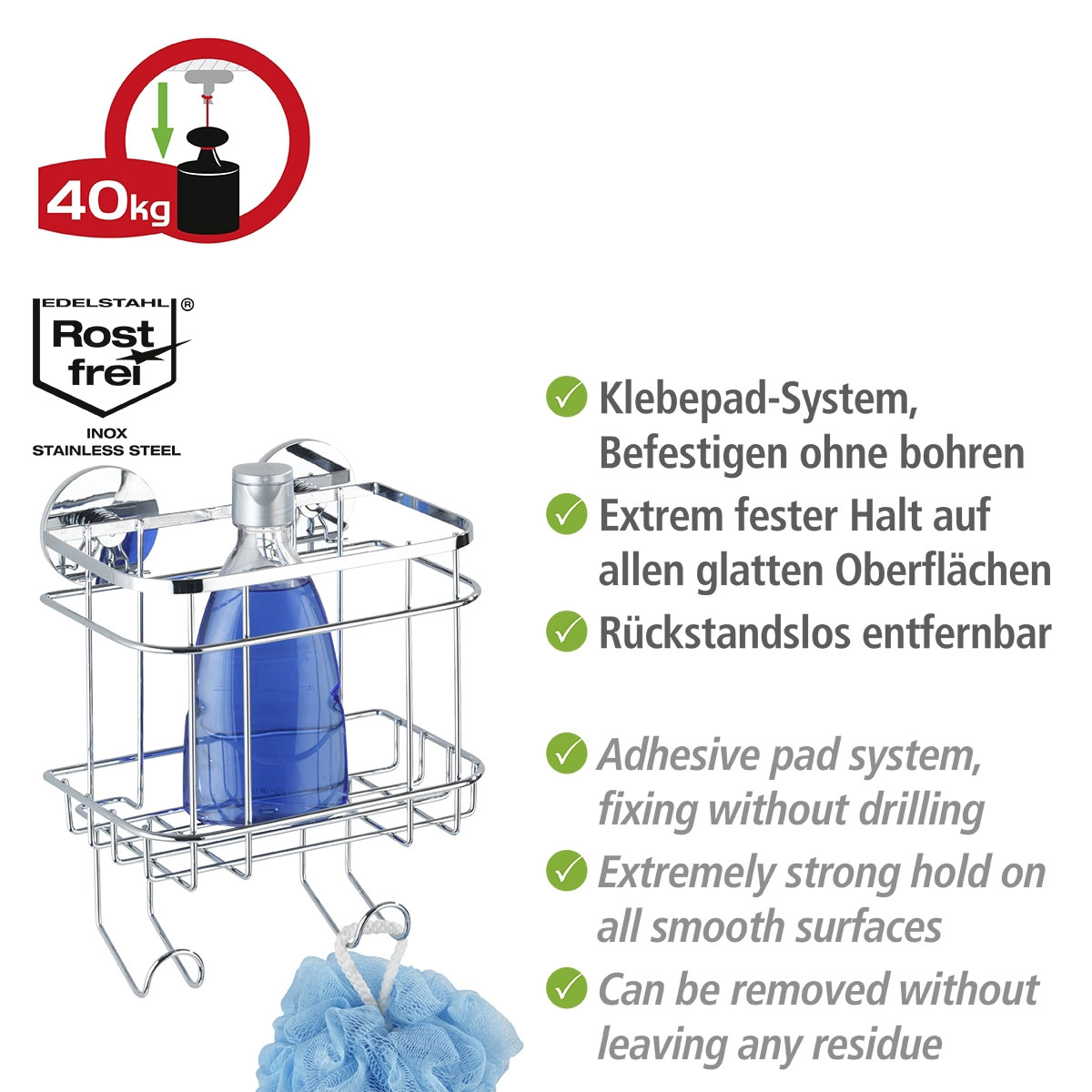 Wenko Turbo-Loc Wandkorb mit Haken Bild 4