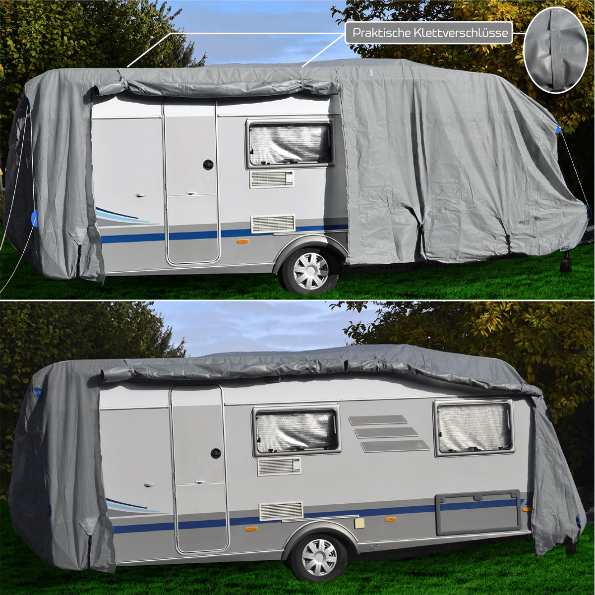 GreenYard Wohnwagen Abdeckplane mit Reflektoren Gr. S 460 x 250 x 220 cm Bild 2