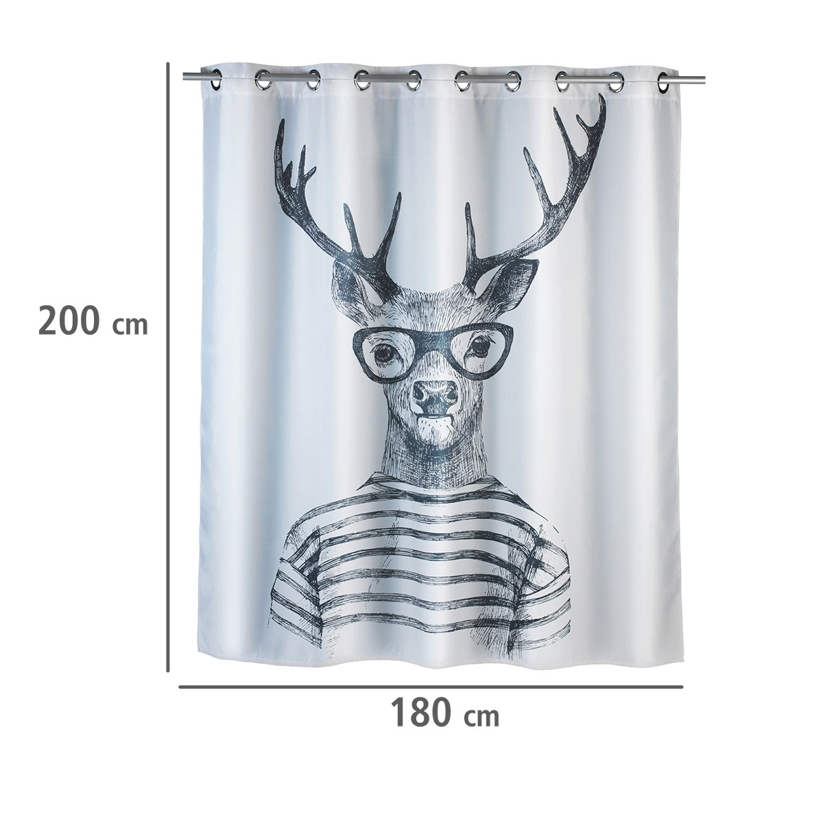 Wenko  Anti-Schimmel Duschvorhang Mr Deer Flex Textil Polyester 180 x 200 cm waschbar Bild 5