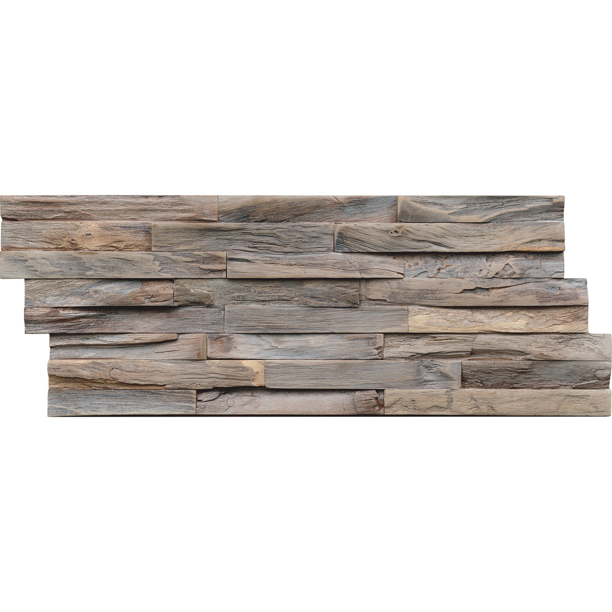 Indo Echtholz Wandverkleidung Teak Paneel Gun Smoked 10er-Set