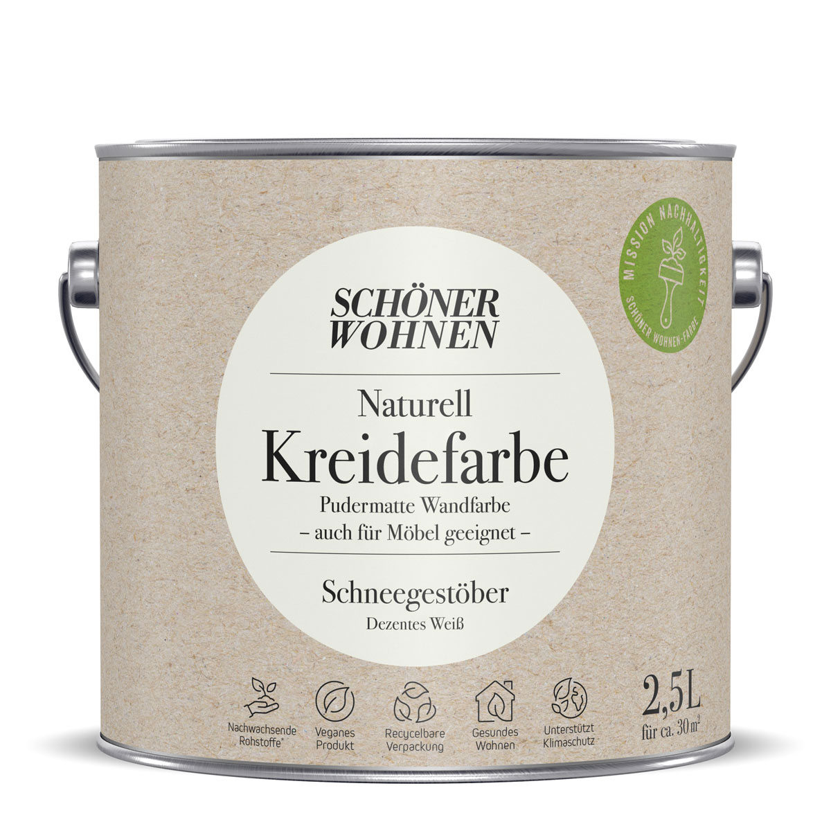 Schöner Wohnen Farbe Naturell Kreidefarbe 2,5 L Schnee- gestoeber