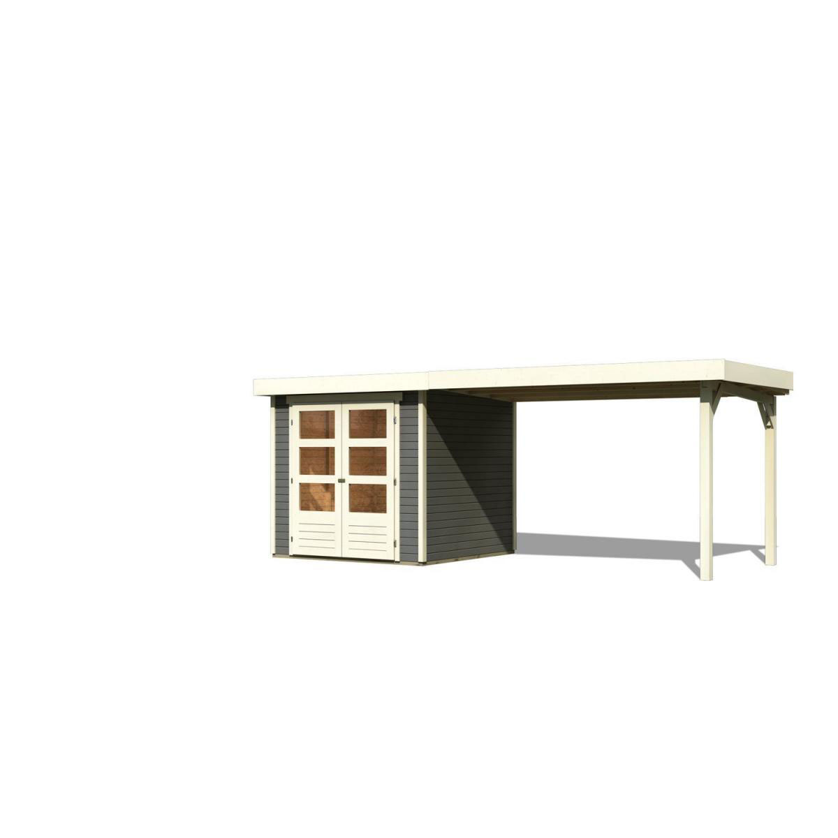 Karibu Gartenhaus-Set Askola 2 mit Anbaudach 2,80 m terragrau Bild 2